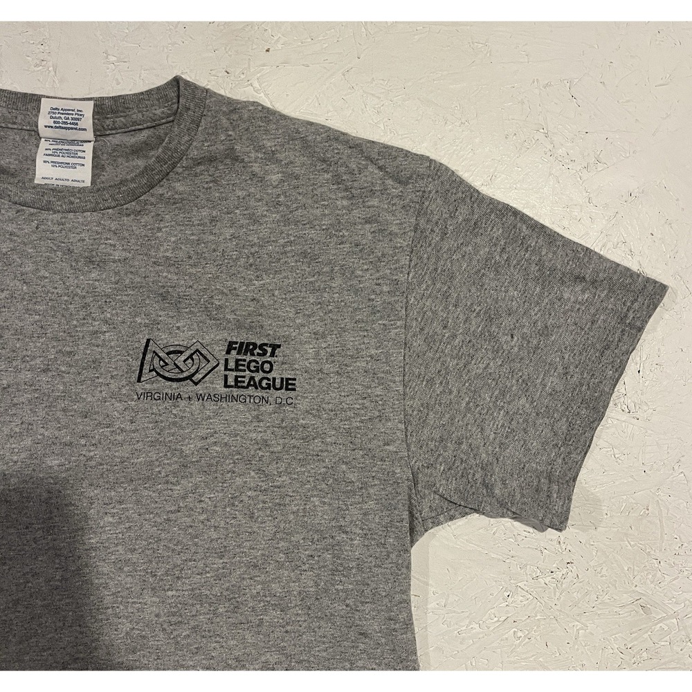 Vintage First Lego League Volunteer‎ Shirt Mens Medium Toys Gray Short Sleeve - Picture 5 of 11